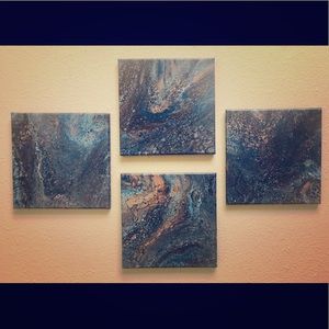 Four piece acrylic pour